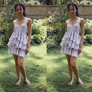 Free People Runaway Rockstar Mini Slip in Dusk Breeze Medium NWT